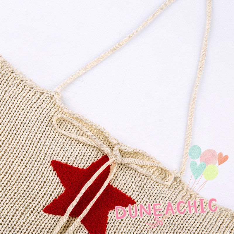 Set Áo Croptop 2 Dây Dệt Kim In Hình Ngôi Sao + Áo Thun Tay Dài Màu Trơn