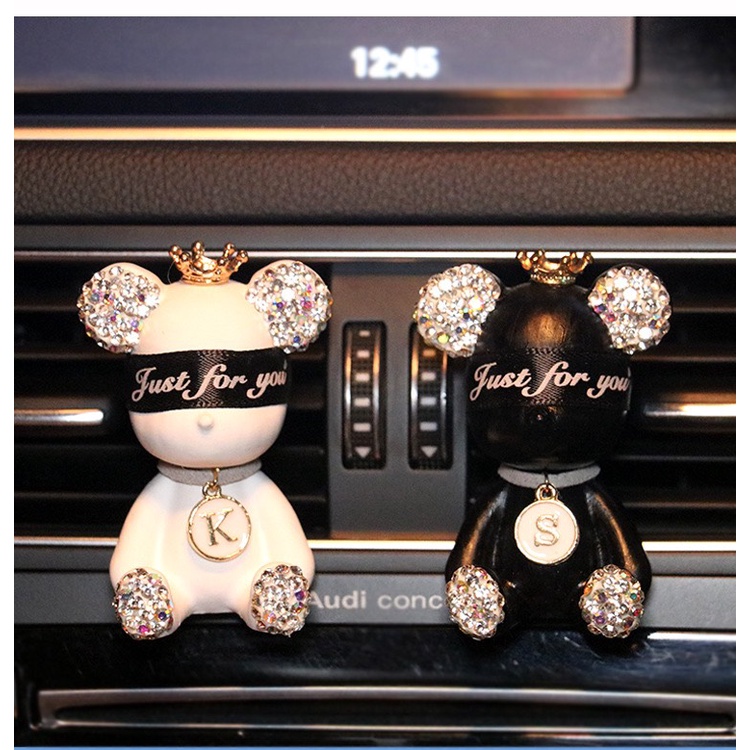 Trang Trí Khe Gió Điều Hòa Nước Hoa Gấu BearBrick Đính Đá Xe Ô Tô - Nước Hoa Ô Tô