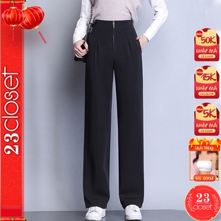 Quần suông ống rộng nữ 23closet cạp cao chất tuyết mưa ống đứng lưng cao siêu hack dáng -QS04