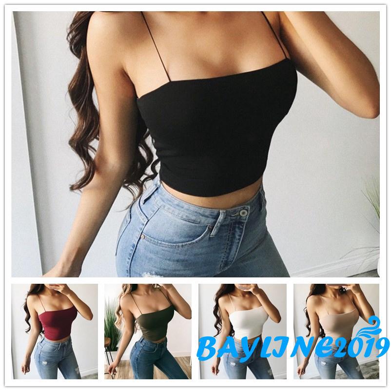 Áo thun croptop không tay quyến rũ dành cho nữ