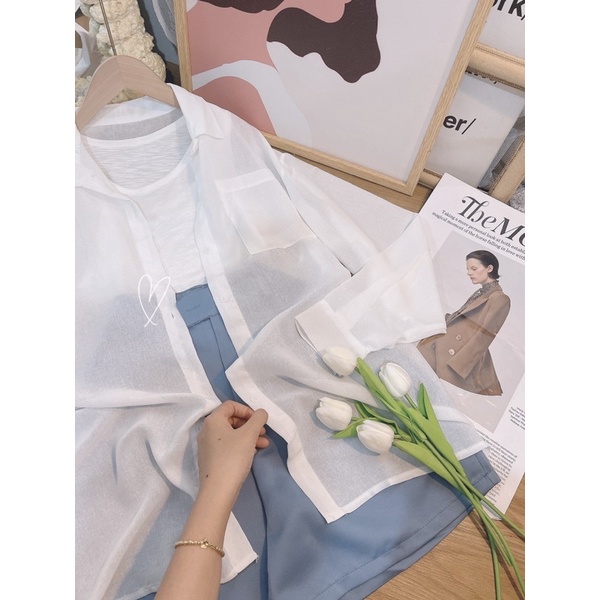 SET 3 MÓN : ÁO KHOÁC TƠ + ÁO LÓT + QUẦN SHORT XANH