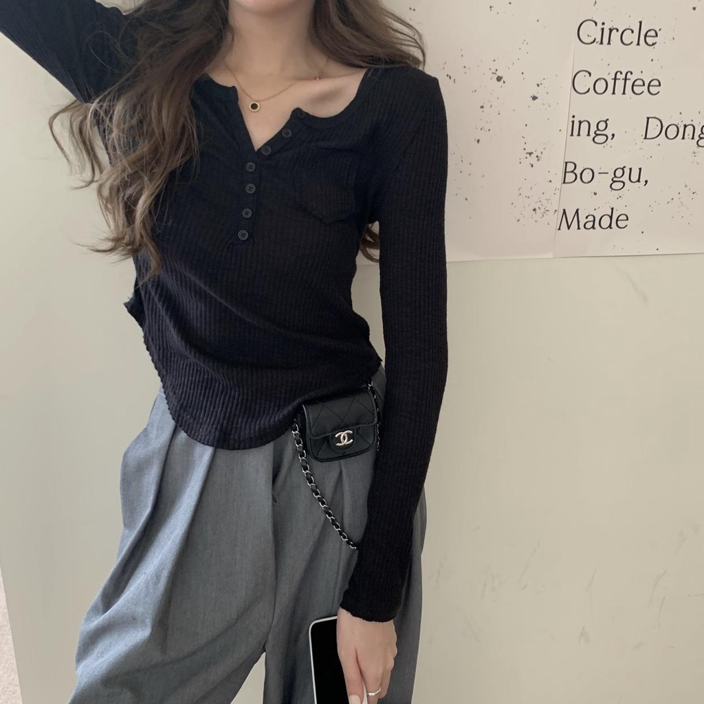 Áo thun COZOKC dài tay màu đơn giản thời trang