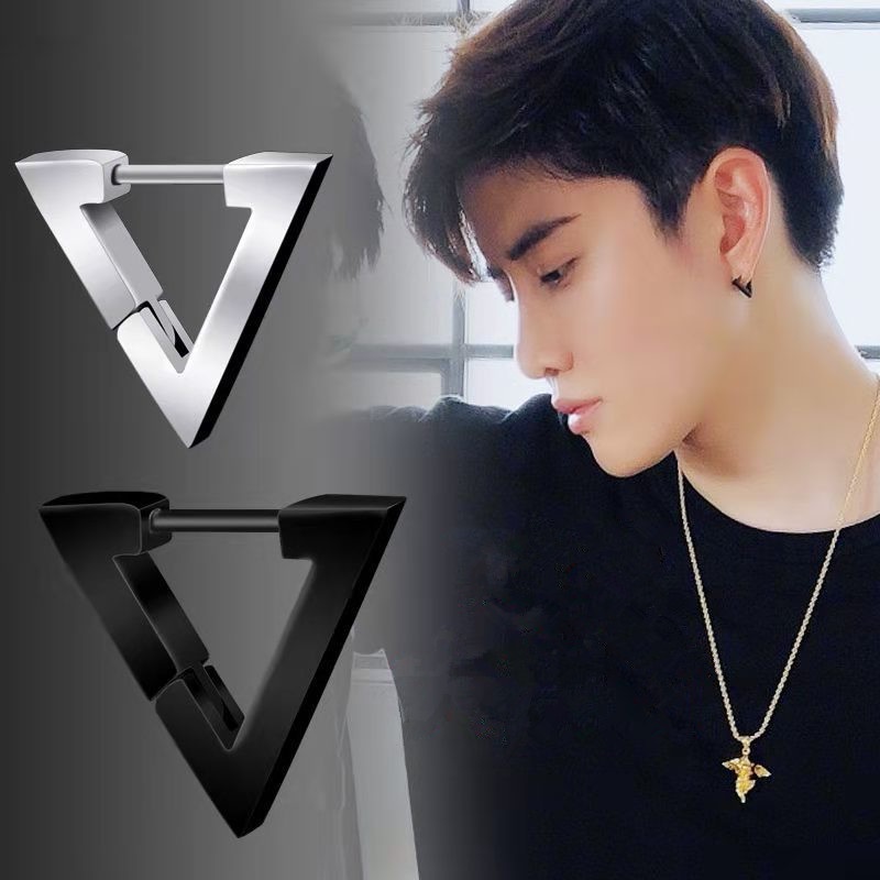 Khuyên Tai Bằng Thép Không Gỉ Kiểu Dáng Hình Học Thời Trang