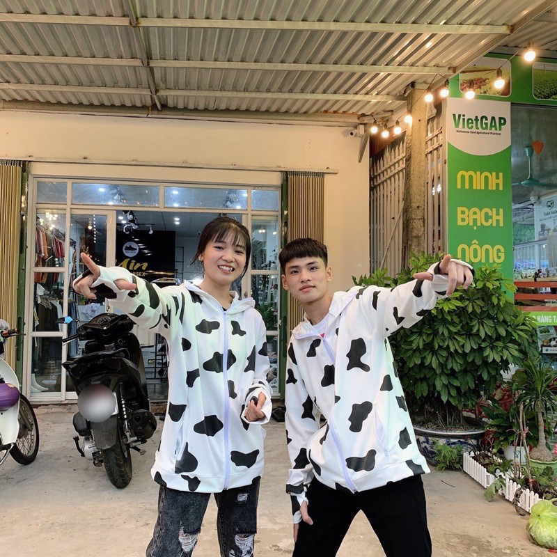 Áo chống nắng, áo khoác chống nắng nam nữ phối hình bò sữa chất vải umi co giãn thoải mái | WebRaoVat - webraovat.net.vn