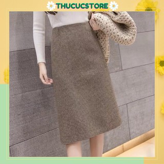 Chân váy dạ kẻ ô dáng dài midi qua gối xẻ sau chuẩn hàng Quảng Châu loại 1 (kèm ảnh thật)