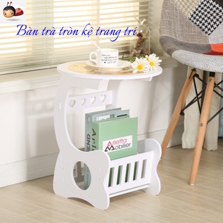 Bàn trà tròn kệ để đồ kệ trang trí phòng khách decor phòng ngủ BTN Cam Decor
