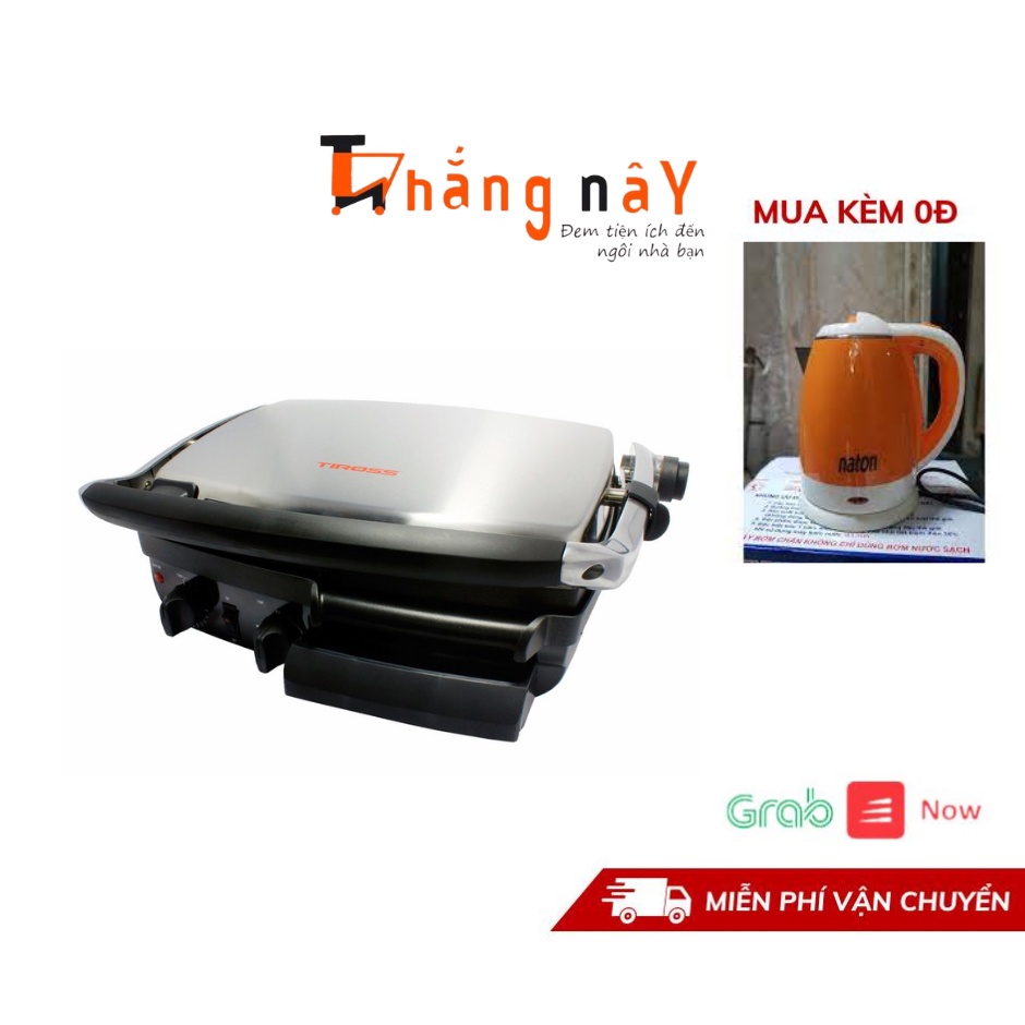 Máy Kẹp Bánh Mì Tiross TS9652 - 2000W, Chống Dính, Đen, 12 Tháng Bảo Hành