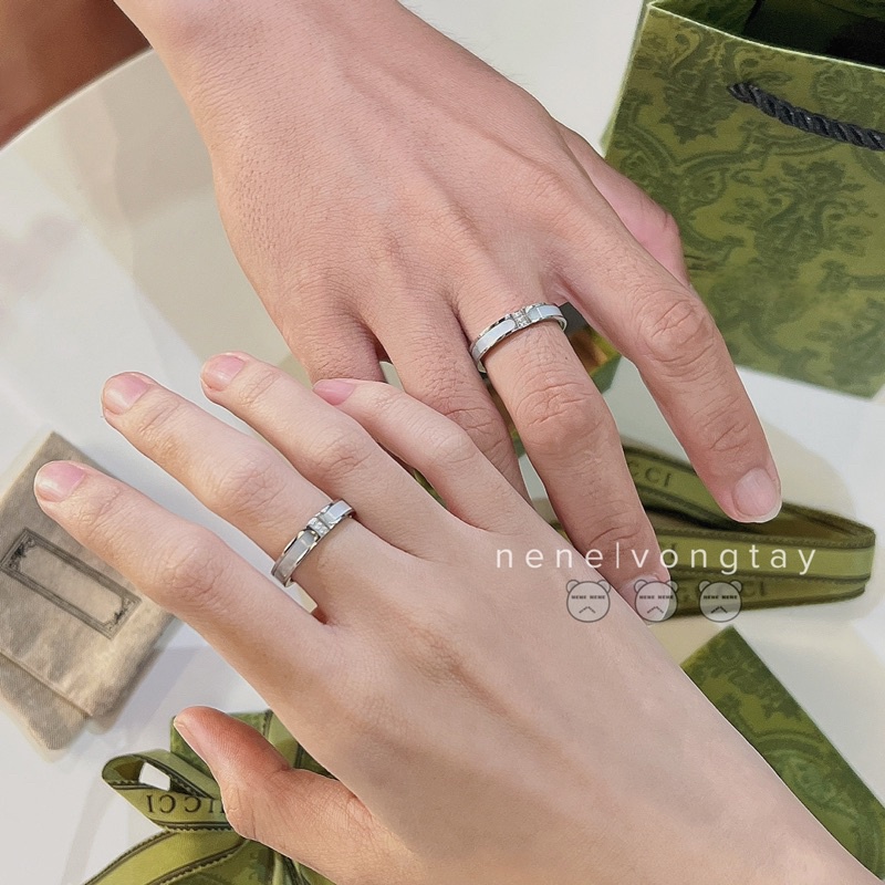 Nhẫn đôi GUCCI Xà Cừ khắc tên theo yêu cầu sang trọng