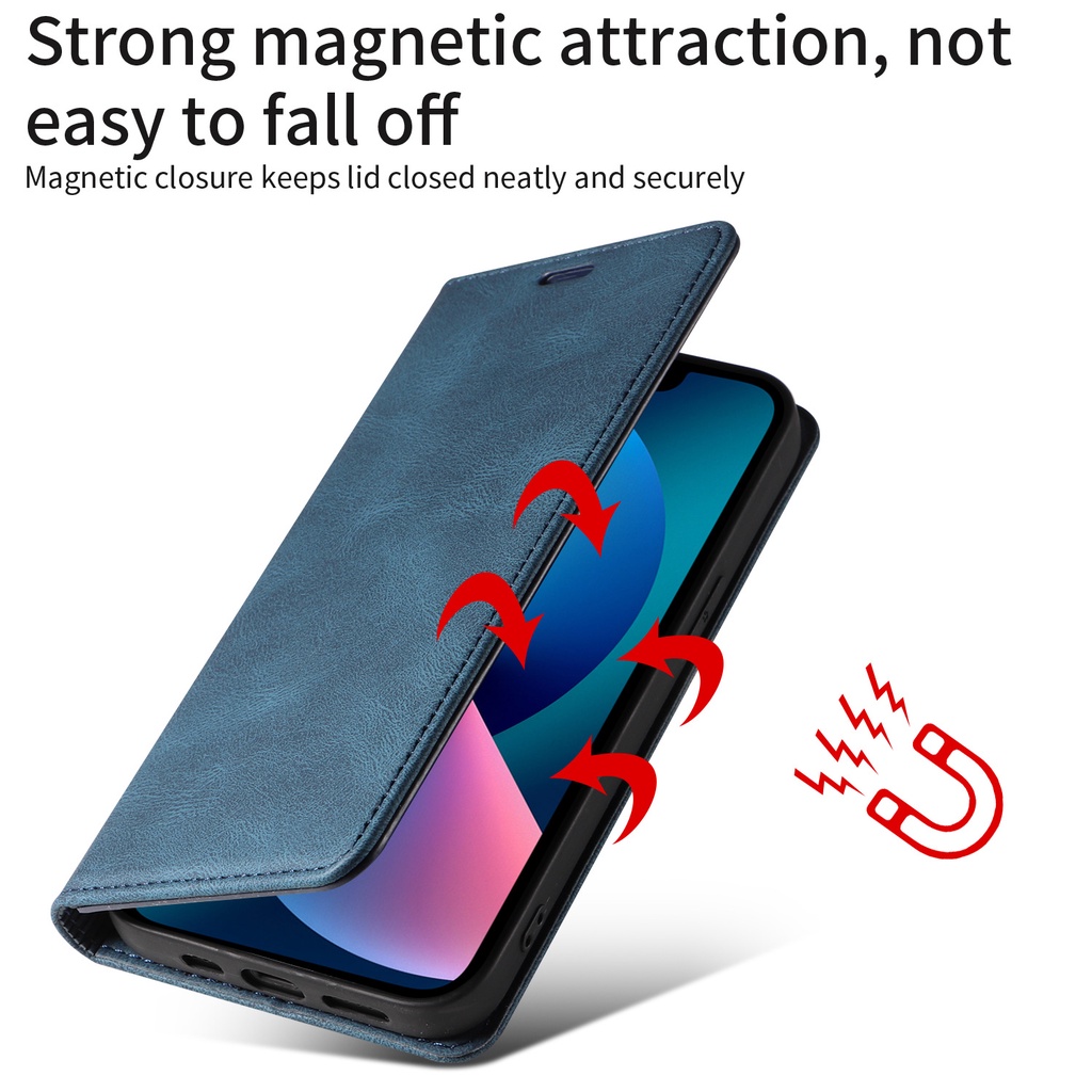 Ốp Điện Thoại Da Nắp Gập Có Dây Đeo Tay Dành Cho iPhone 13 / 14 13pro Max 14pro 14promax