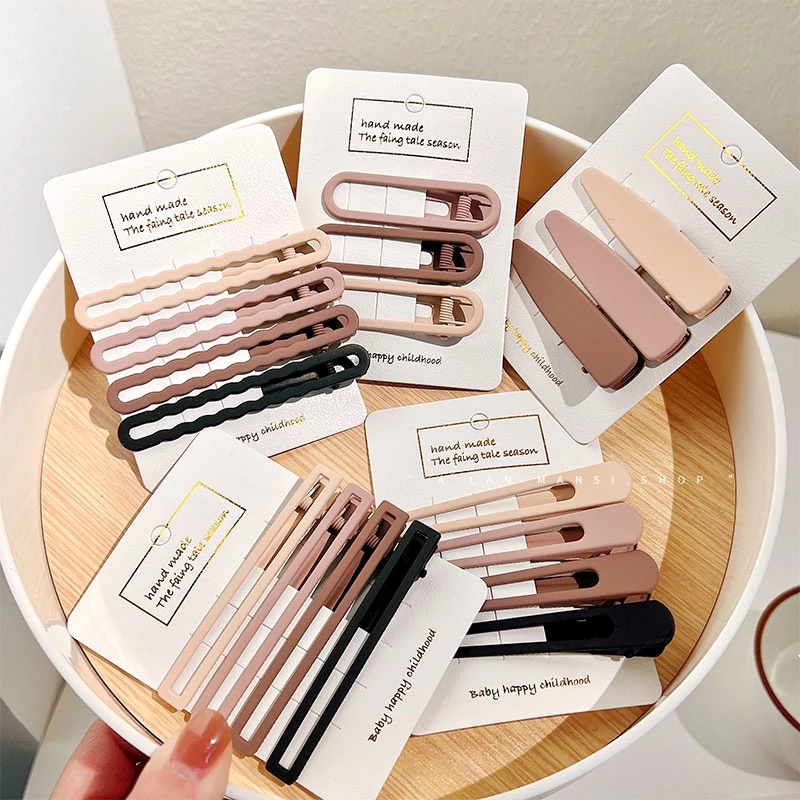 Set 4 Kẹp Tóc Kim Loại Màu Trà Sữa BB Gradient Phong Cách Hàn Quốc Đáng Yêu Thời Trang Nữ