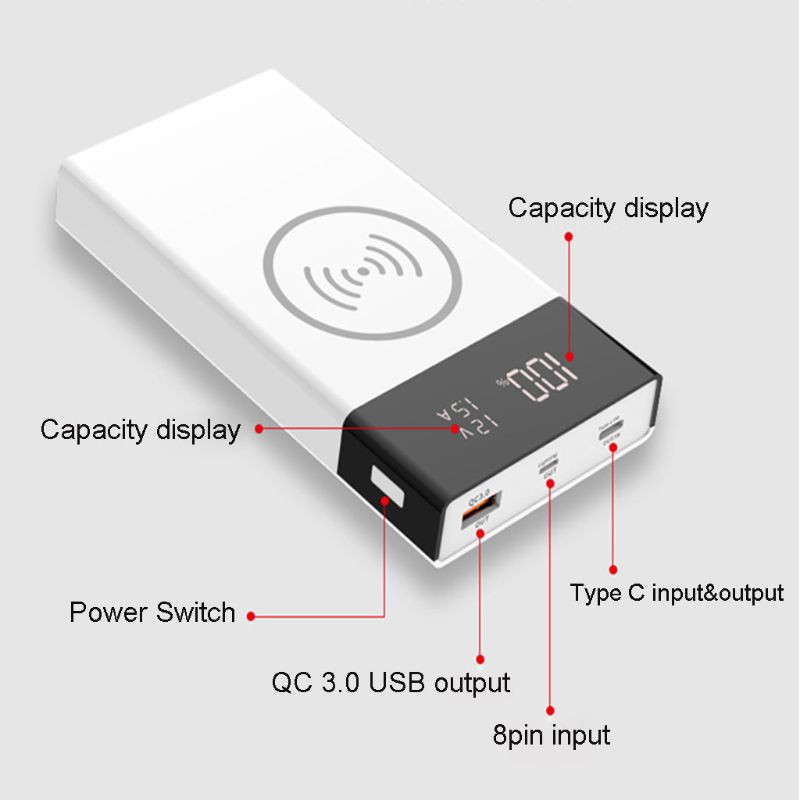 Bộ Sạc Dự Phòng Không Dây Wili 6x 18650 Qc3.0 Usb Type C Pd