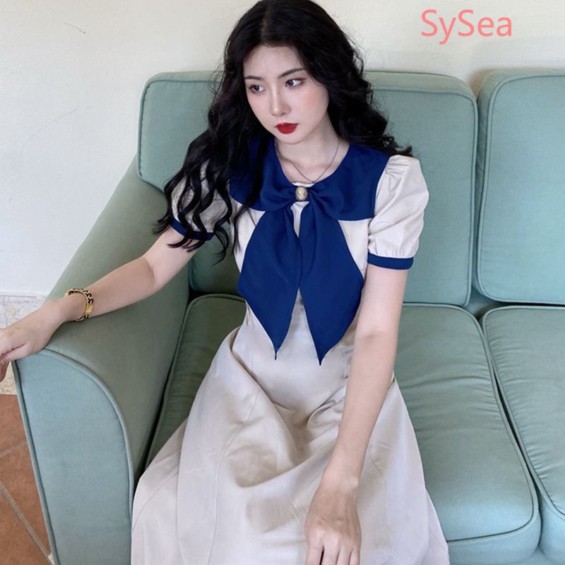 Đầm Nữ Thắt Nơ Phong Cách Hàn Quốc Vintage Thời Trang Mùa Hè