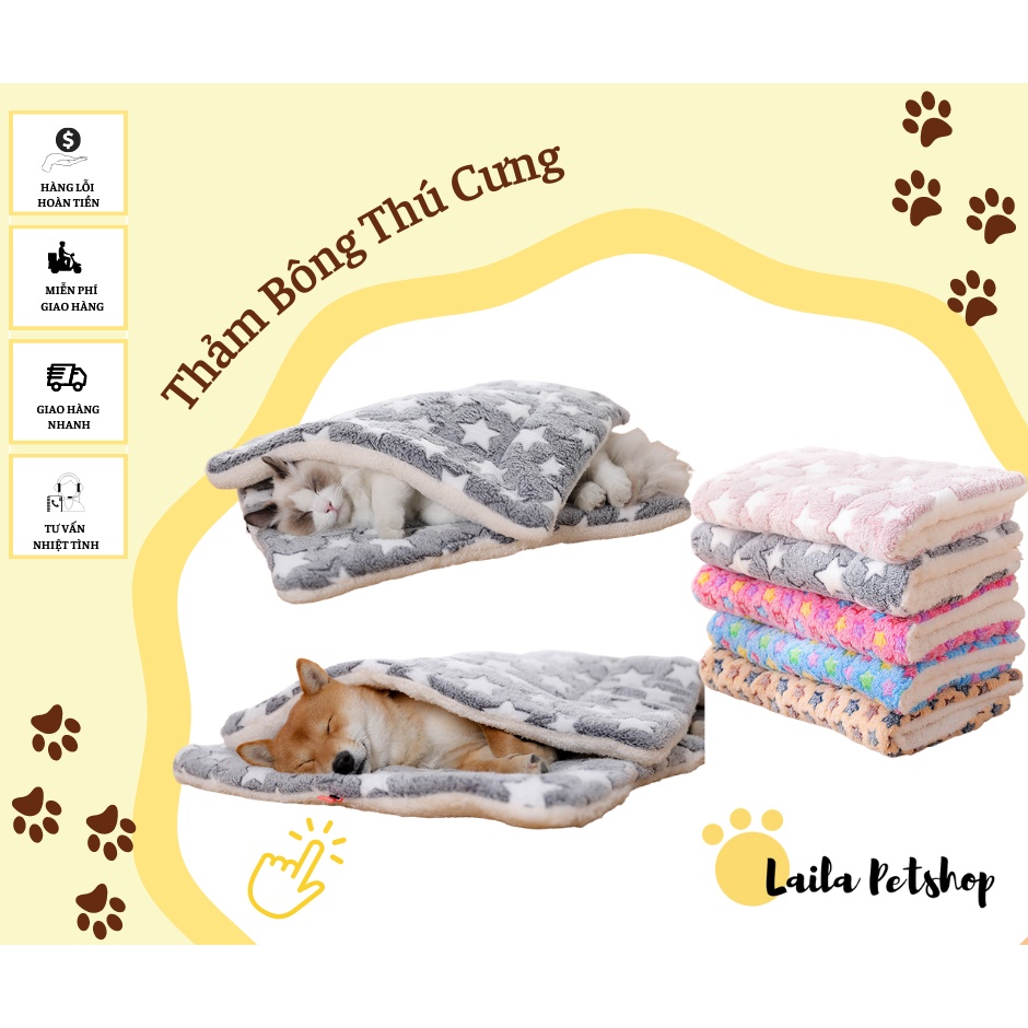 Thảm bông lót chuồng êm ái cho thú cưng, thảm nằm thú cưng mềm mịn - Laila Petshop