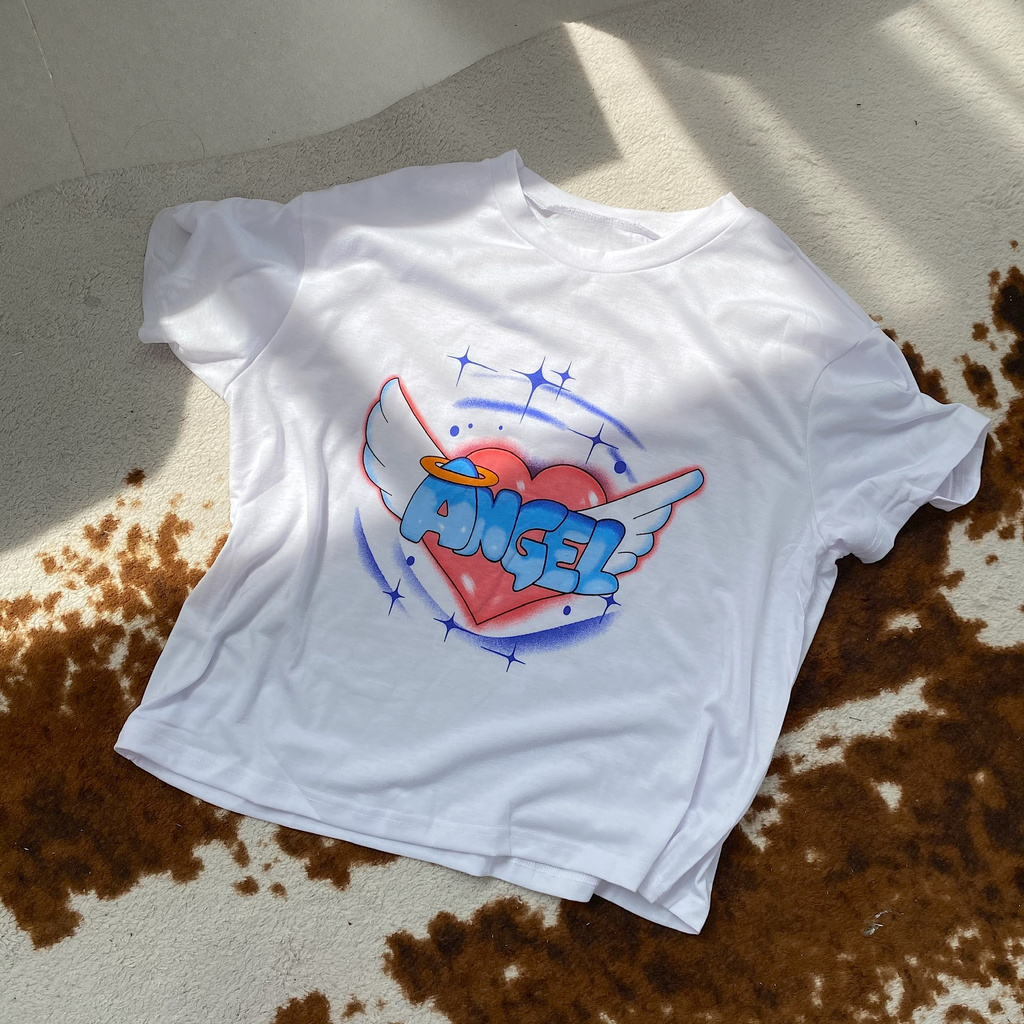 Áo phông nữ cộc tay freesize hoạ tiết Angel Mia Ritta A2090 Ảnh thật
