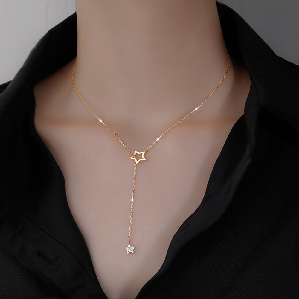 vòng cổ Mặt Ngôi Sao Đính Đá Lấp Lánh