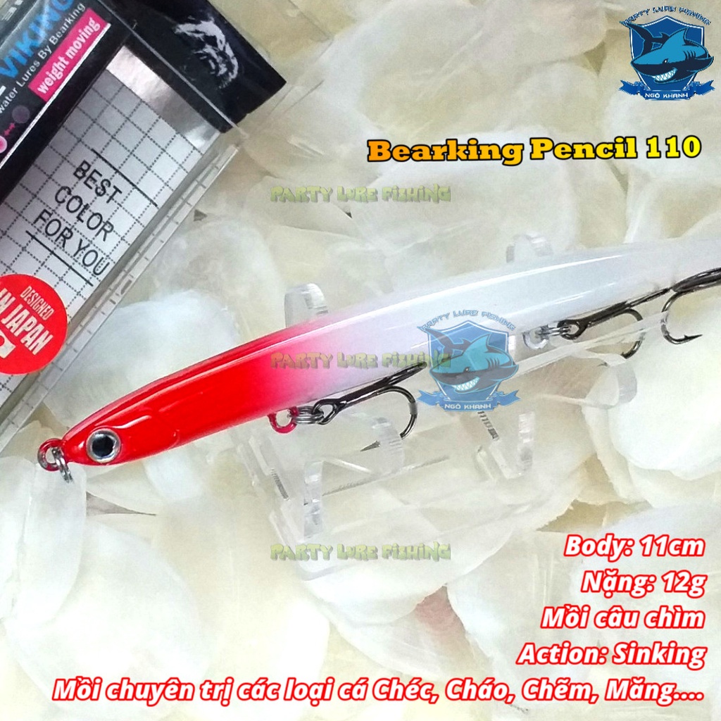 Mồi câu cá Bearking Pencil 110, mồi lure cá măng, chẽm, chéc, cháo...