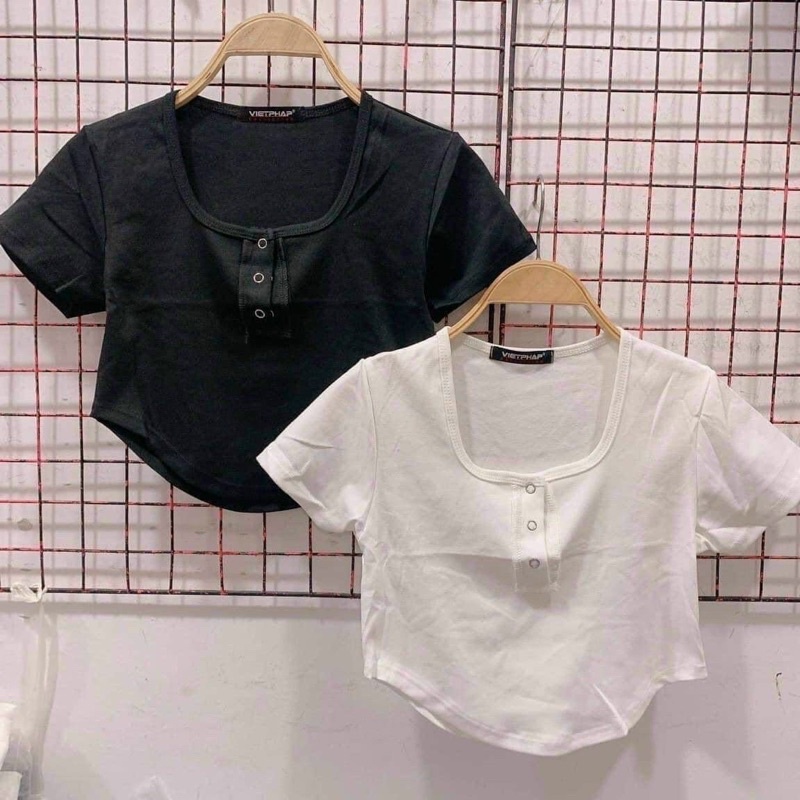 Áo thun nữ ,áo cổ trụ lai bầu chất thun bo zip dày dặn co giãn .A11