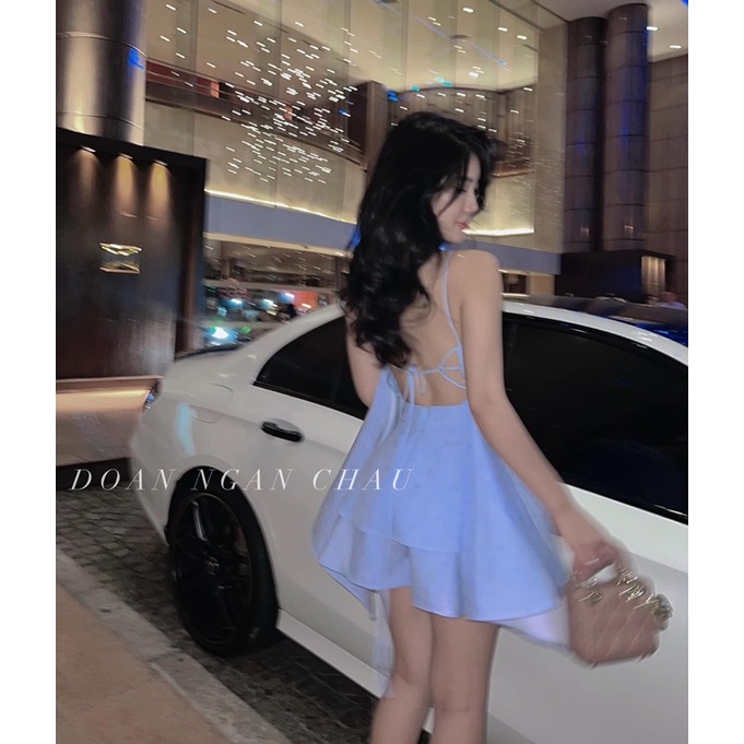 Sẵn trắng Set áo cổ yếm kèm tag nơ + Quần short 🖤 Thelaniclothing