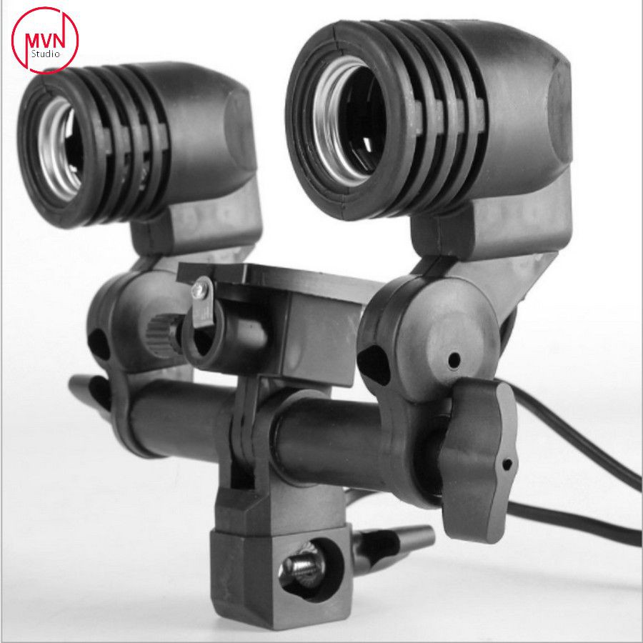MVN Studio - Bracket gắn dù và đui  đèn đôi E27 chụp sản phẩm - hàng chính hãng Refutuna