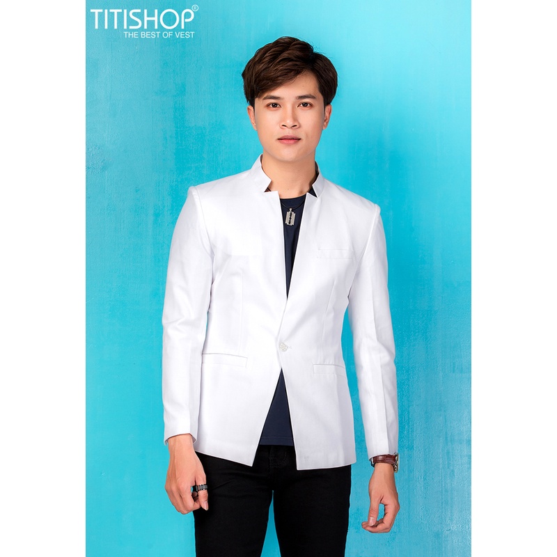 Áo vest Cách tân giả vest Titishop AGV13 Trắng