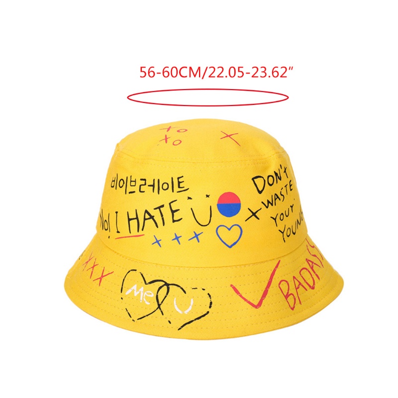 Mũ Bucket Chất Liệu Cotton In Chữ Graffiti Phong Cách Harajuku Thời Trang Mùa Hè Cho Nam Và Nữ