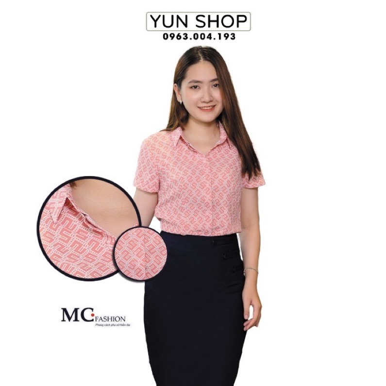 Áo Sơ Mi Công Sở Nữ, Áo Cộc Ngắn Tay MC fashion Hoạ Tiết Ô Van Nhẹ Nhàng A679