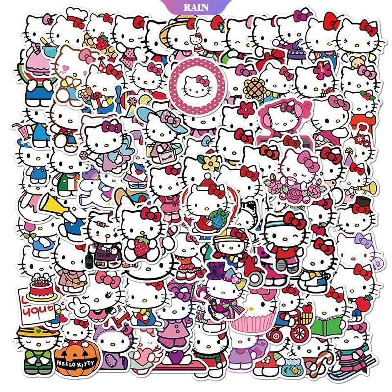 SANRIO Bộ 50 Miếng Dán Trang Trí Laptop Họa Tiết Hoạt Hình Hello Kitty Dễ Thương