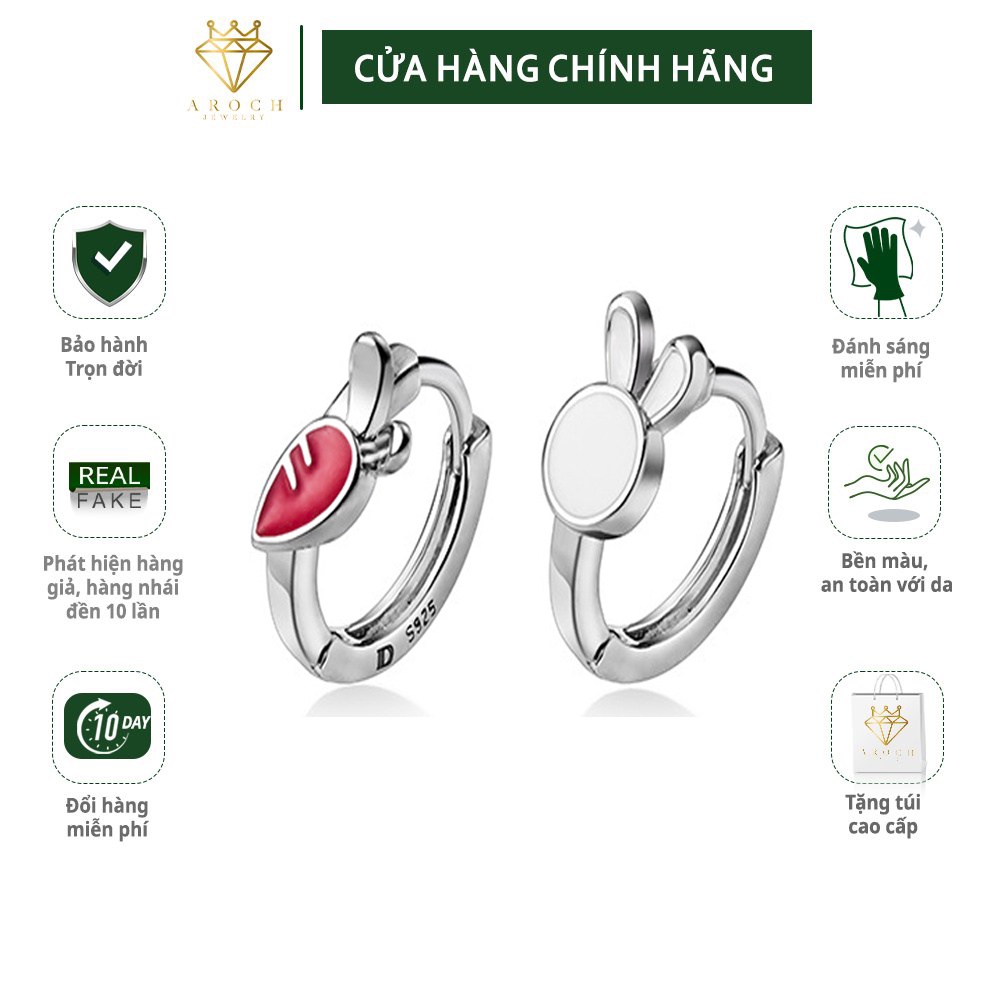 Khuyên Tai Bạc Ý S925 Phiên Bản Hình Thỏ Và Cà Rốt Bất Đối G5659 - Aroch Jewelry
