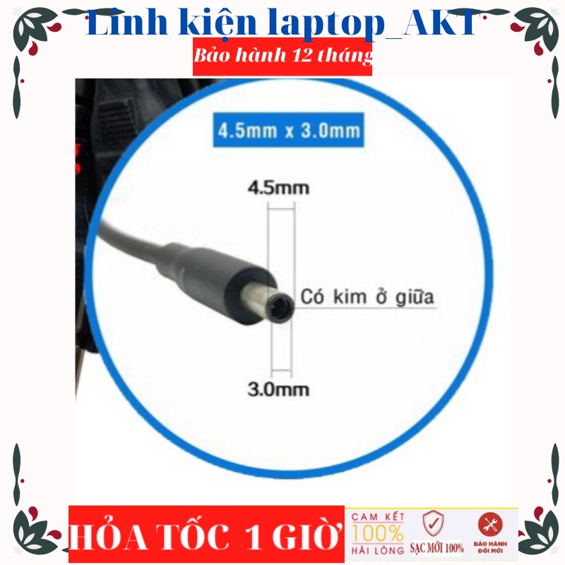 Sạc Laptop Dell 19.5V - 2.31A - 45W-ZIN chữ nhật chân kim nhỏ 4.5*3.0 Dell Latitude 3390 3490 Dell XPS 12 13