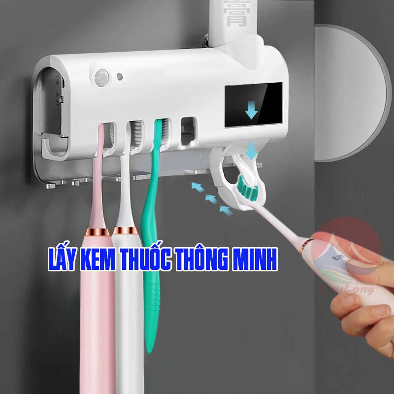 Giá Treo Bàn Chải Đánh Răng Diệt Khuẩn Nhả Kem Thông Minh Tia UV 99,9% Sạc Pin cảm biến thông minh công nghệ Hàn Quốc