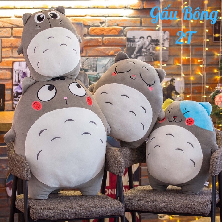 Gấu Bông Gối Ôm Totoro Cảm Xúc Đáng Yêu Ngộ Nghĩnh Vải Nhung Co Dãn 4 Chiều