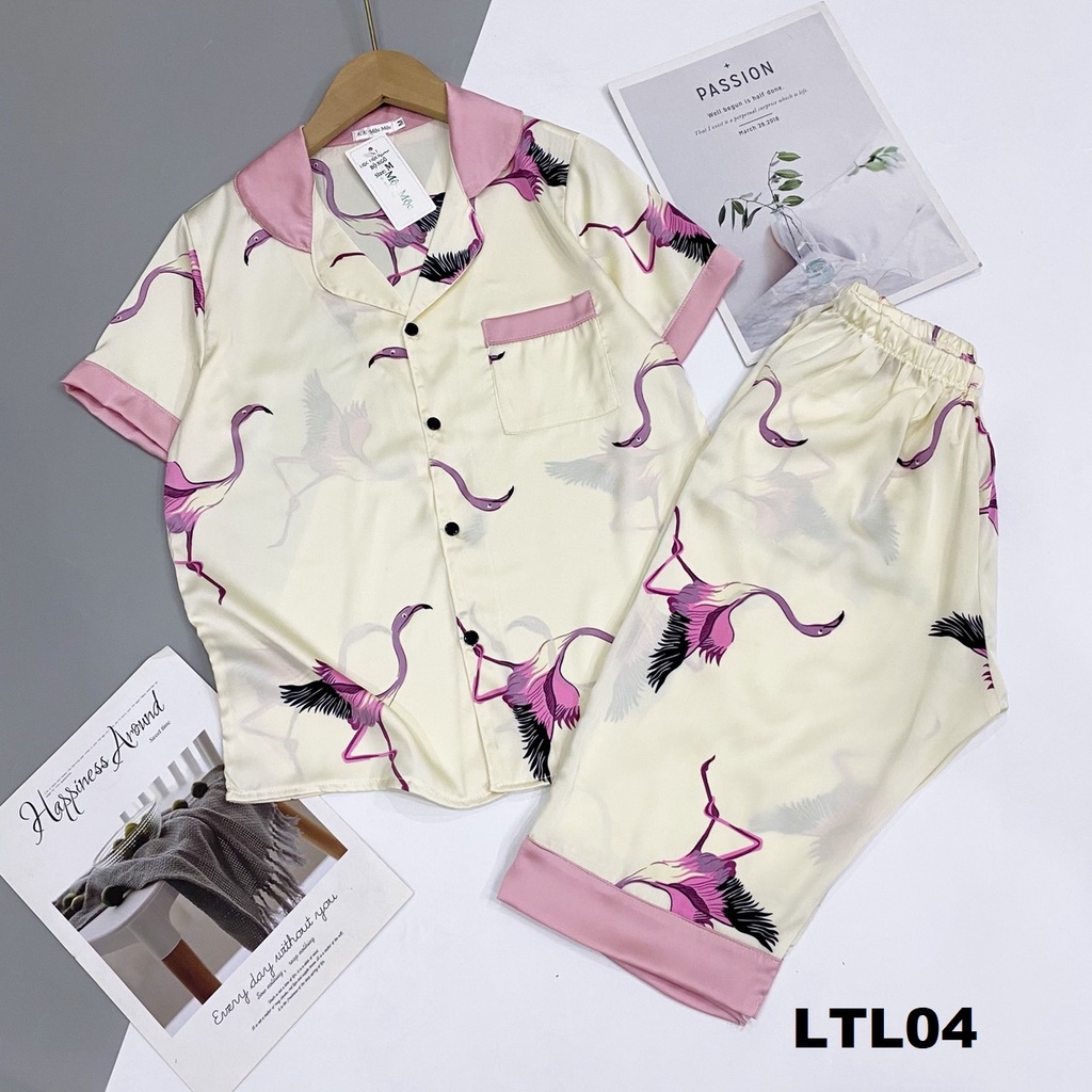 Đồ Ngủ Pijama Lụa Satin Tay Ngắn Quần Lửng Siêu Xinh, Mềm Mịn, Độc Lạ Khó Tìm, Sanh Chảnh Hàn Quốc