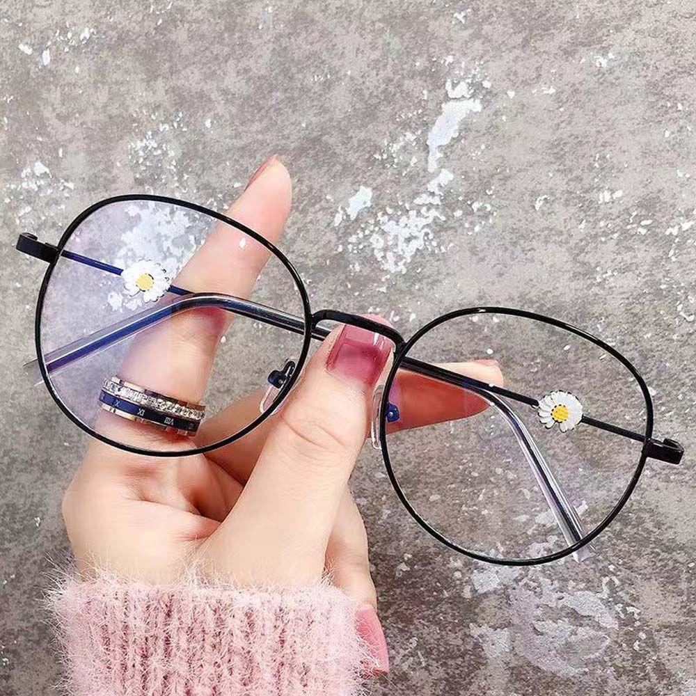 MOCHO Mắt Kính Gọng Tròn Họa Tiết Hoa Cúc Chống Ánh Sáng Xanh Thời Trang Unisex