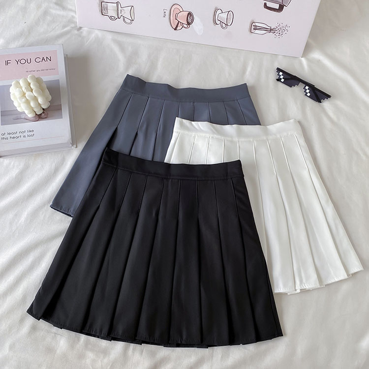 Chân váy chữ A xếp ly lưng cao dáng ôm phong cách sinh viên đại học kiểu Hàn dễ phối đồ hàng mới dành cho bạn nữ 17712