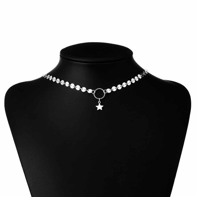 Korean Accessories New Fashion Gold Star Choker Necklace Delicate Trendy Necklace Women Gold Coin Necklace  Gift