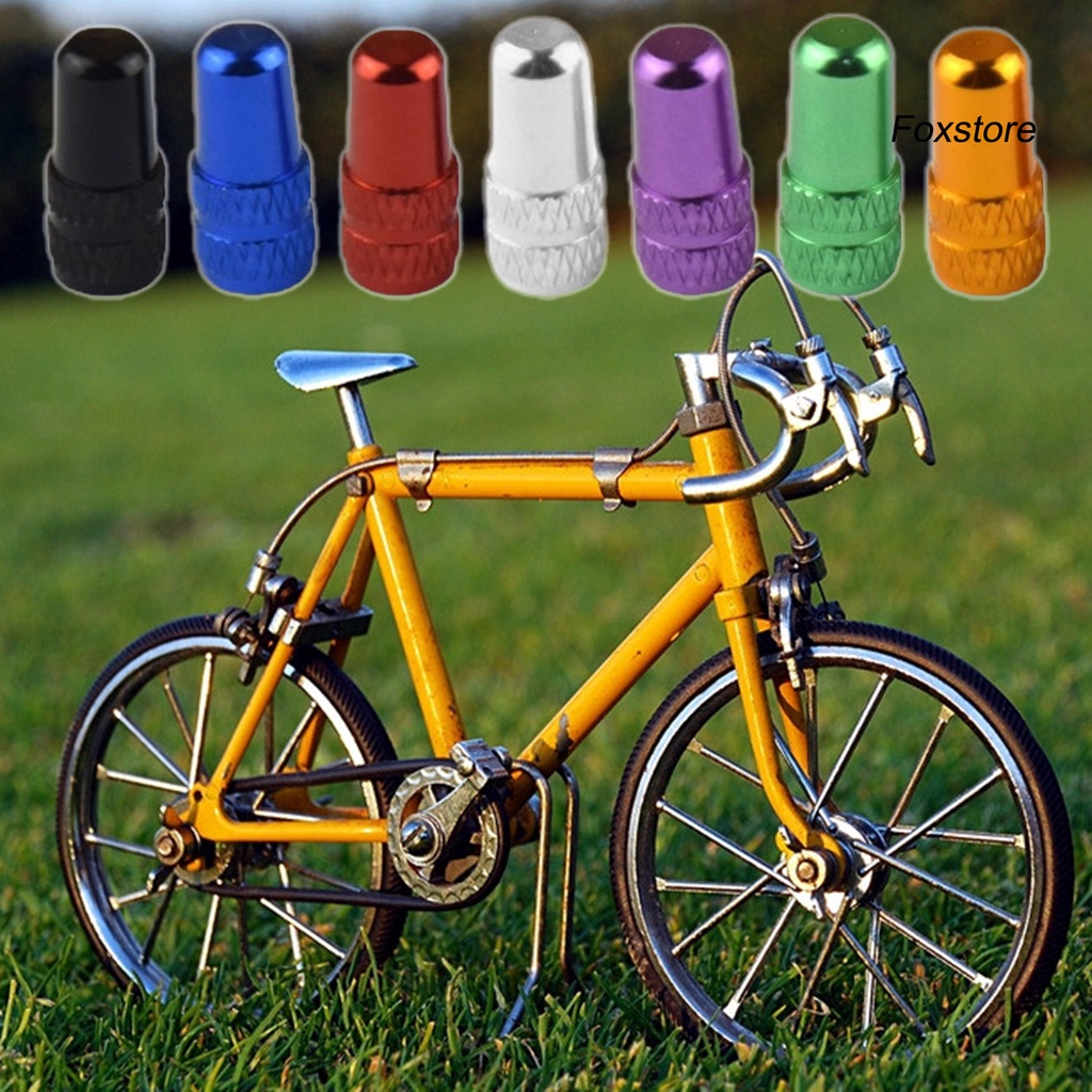 【FS】4 Pcs Valve Caps Practical Wear Resistant Aluminum Alloy Anodized Bike Tire Caps for Bicycle