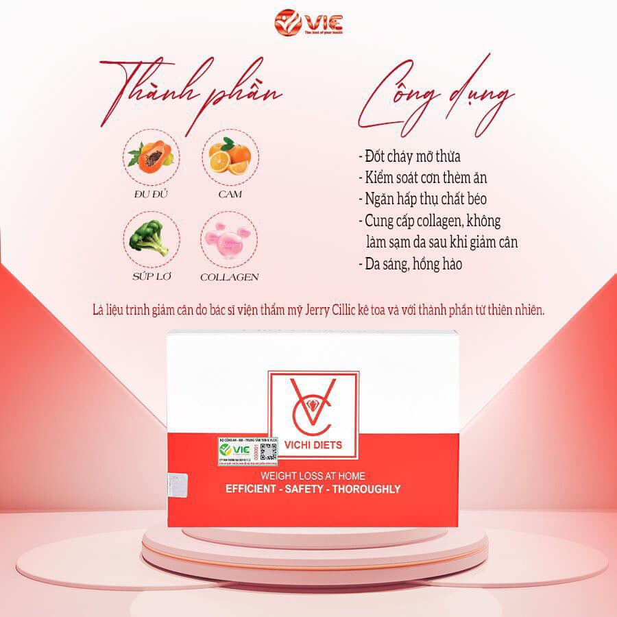 TẶNG VitC SIẾT EO  Giảm cân Vichi diets Chính hãng Viên Uống Detox giảm