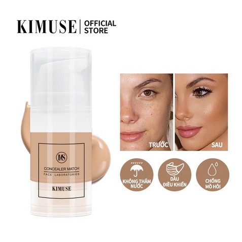 Kem che khuyết điểm dạng lỏng Kimuse-Ks901 dung tích 6ml che phủ toàn diện có 3 màu tùy chọn