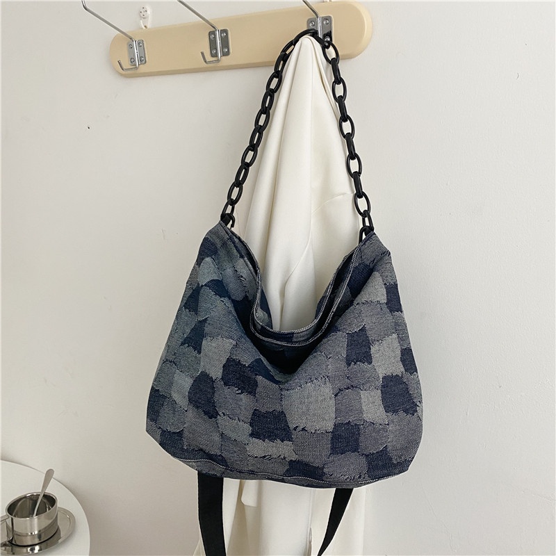 Túi Tote Đeo Vai Dung Tích Lớn Bằng Acrylic Có Dây Xích Cho Học Sinh