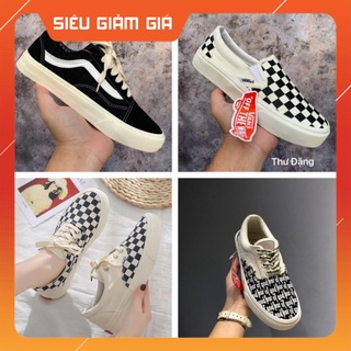 Giày Vans lười caro đen vault chữ buộc dây các màu Hot trend thể thao sneaker nam nữ
