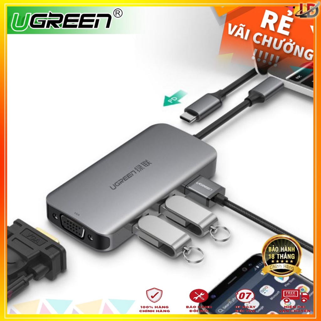 Ugreen 50210 - Cáp USB Type C to VGA, Hub USB 3.0 chính hãng - Phukienleduy