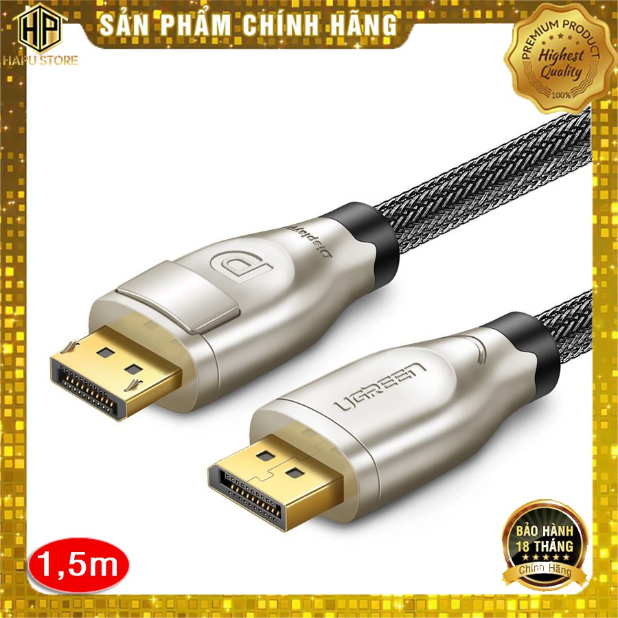 [Mã ELHACE giảm 4% đơn 300K] Cáp Displayport 1.2 bọc lưới Ugreen 30119 dài 1,5m hỗ trợ 4K chính hãng - Hapustore