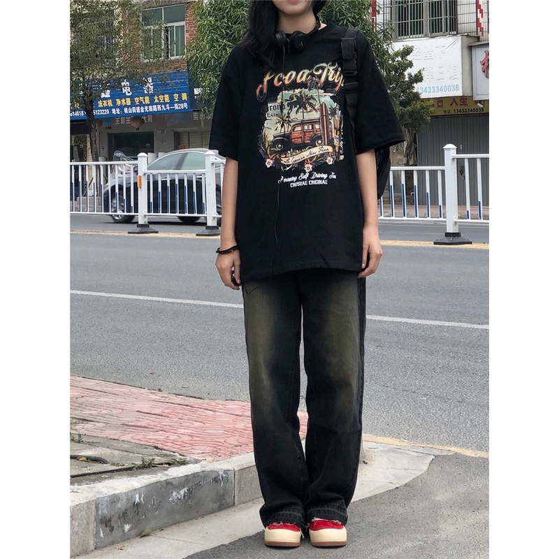 Áo Thun Tay Ngắn Dáng Rộng Thiết Kế Mới Thời Trang Mùa Hè Theo Phong Cách Vintage Dành Cho Nữ