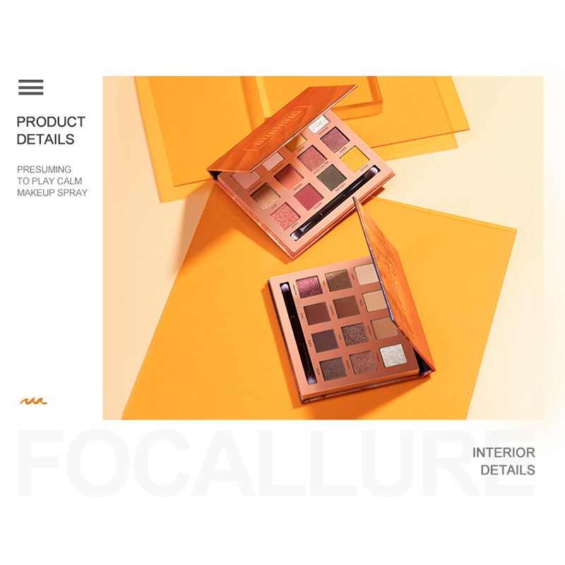 Bảng phấn mắt FOCALLURE 12 màu tông lì và tông nhũ hỗ trợ trang điểm | BigBuy360 - bigbuy360.vn