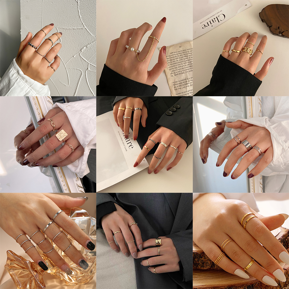 Bộ nhẫn AY đính ngọc trai giả thời trang sang trọng dành cho nữ