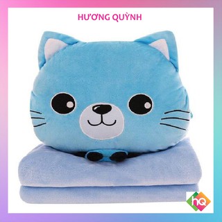 Bộ chăn gối gấu bông mèo. Hường Quỳnh