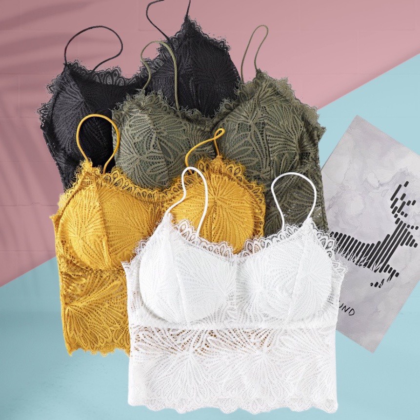 Áo Bra Ren Hình Lá Dáng Lửng Dây Mảnh 9936