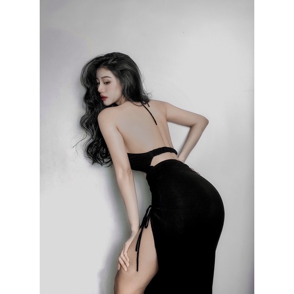 MOON DRESS BẢN NÂNG CẤP đầm cổ yếm xẻ tà -THIẾT KẾ CHÍNH CHỦ
