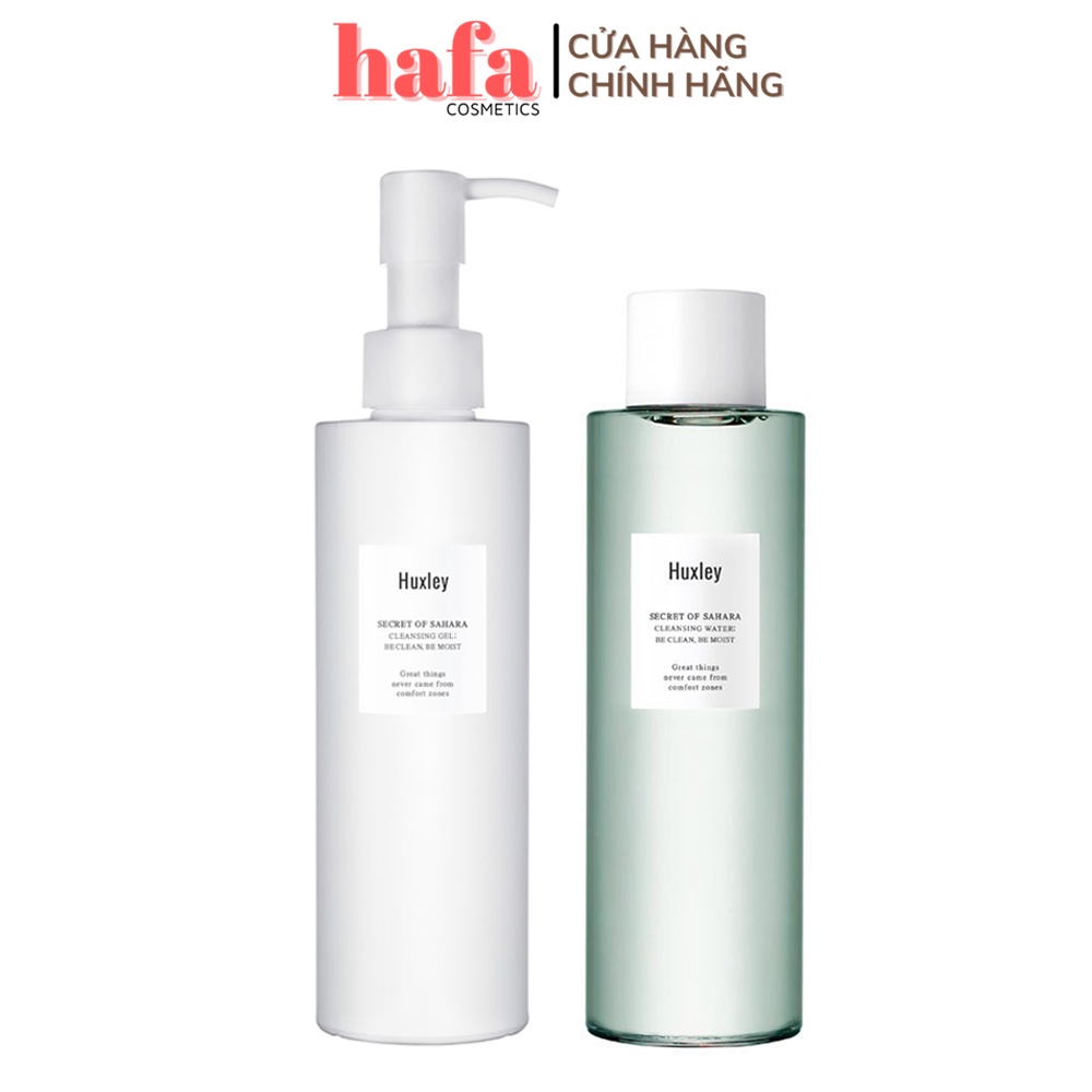 Gel Rửa Mặt &amp; Nước Tẩy Trang Dịu Nhẹ, Làm Sạch Sâu Huxley Cleansing Duo (Cleansing Water + Cleansing Gel)