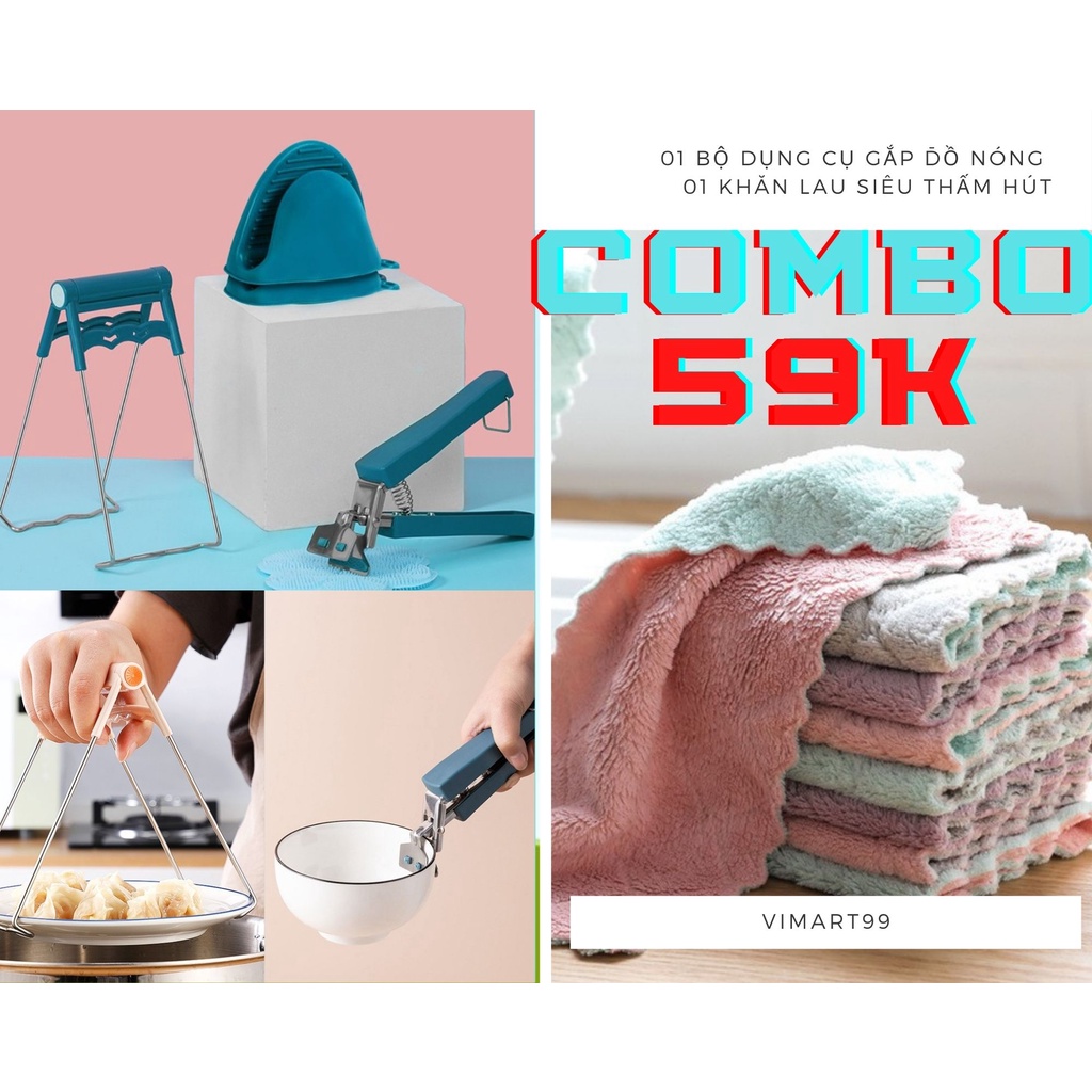 Bộ dụng cụ gắp đồ nóng, lót tay 6 món đa năng tiện dụng - Vimart99